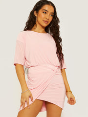 Batwing Style Twist Knot Detail Slinky Kleid