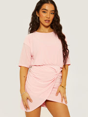 Batwing Style Twist Knot Detail Slinky Kleid