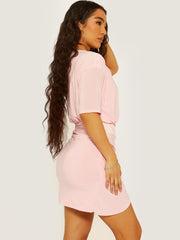 Batwing Style Twist Knot Detail Slinky Kleid