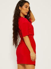 Batwing Style Twist Knot Detail Slinky Kleid