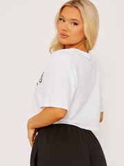 Oversized Los Angeles Graphic Print Varsity Crop Top