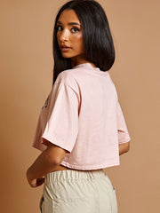 Oversized Los Angeles Graphic Print Varsity Crop Top