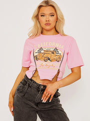 California Double Zip Varsity Crop Top