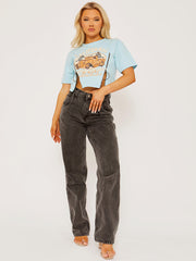 California Double Zip Varsity Crop Top