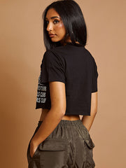 Damn Damn Graphic Graphic láser Cut Cort Top