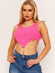 Asymmetric Hem Knitted Vest Crop Top