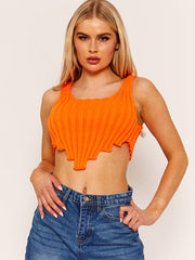 Asymmetric Hem Knitted Vest Crop Top