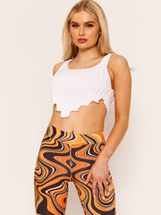 Asymmetric Hem Knitted Vest Crop Top