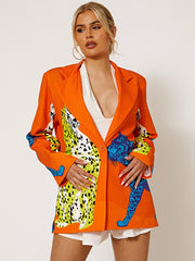 Oversized Leopard Print Blazer