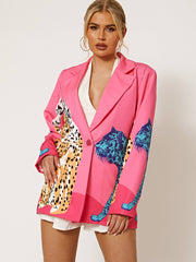 Oversized Leopard Print Blazer
