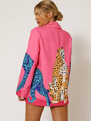 Oversized Leopard Print Blazer