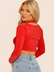 Cross Front Long Sleeve Crop Top