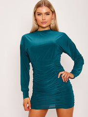 Batwing Style Slinky Ruched Bodycon Kleid