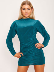 Batwing Style Slinky Ruched Bodycon Kleid