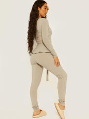 Ribbed Peplum Co-ord with D-ring Belt