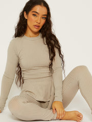 Ribbed Peplum Co-ord with D-ring Belt