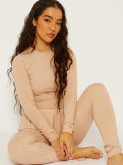 Ribbed Peplum Co-ord with D-ring Belt