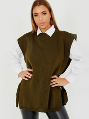 Krawattenseiten -Crew -Hals -Strickweste