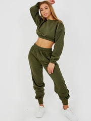 Oversized Fleeced Crop Top & Jogger Co-ord