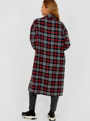 Wool Blend Longline Check Overshirt Shacket