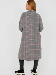Wool Blend Longline Check Overshirt Shacket
