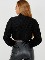 Bubble Knit High Neck Cropped Jumper