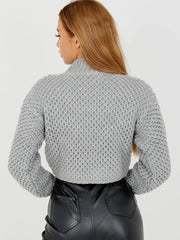 Bubble Knit High Neck Cropped Jumper