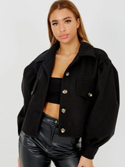 Balloon Sleeve Thick Cropped Jacket
