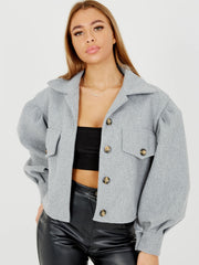 Balloon Sleeve Thick Cropped Jacket