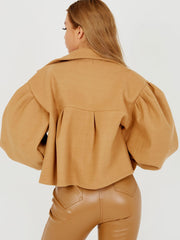 Balloon Sleeve Thick Cropped Jacket