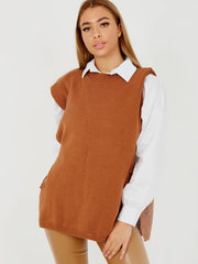 Krawattenseiten -Crew -Hals -Strickweste