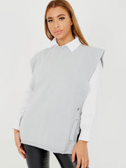 Krawattenseiten -Crew -Hals -Strickweste