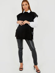 Krawattenseiten -Crew -Hals -Strickweste