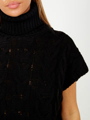 Oversized Roll Neck Cable Knit Dress