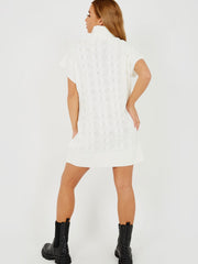 Oversized Roll Neck Cable Knit Dress