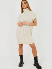 Oversized Roll Neck Cable Knit Dress