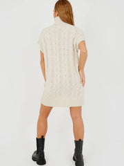 Oversized Roll Neck Cable Knit Dress