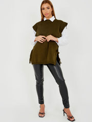 Krawattenseiten -Crew -Hals -Strickweste