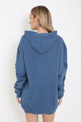 Oversized Distressed Hooded Jumper Dress