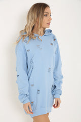 Oversized Distressed Hooded Jumper Dress