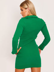 Ribbed Knitted Collar Dress