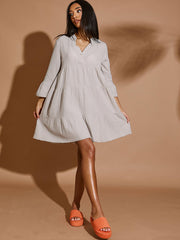 Textured Frill Smock Dress