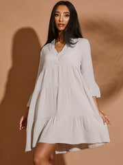 Textured Frill Smock Dress