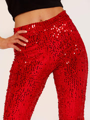 Sequinned Velour Flared Trouser