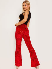 Sequinned Velour Flared Trouser