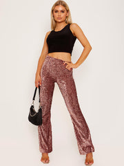 Sequinned Velour Flared Trouser