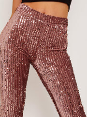 Sequinned Velour Flared Trouser