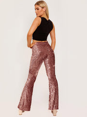 Sequinned Velour Flared Trouser