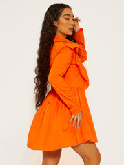 Vestido de camisa de moldura de volante