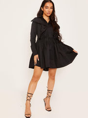 Vestido de camisa de moldura de volante